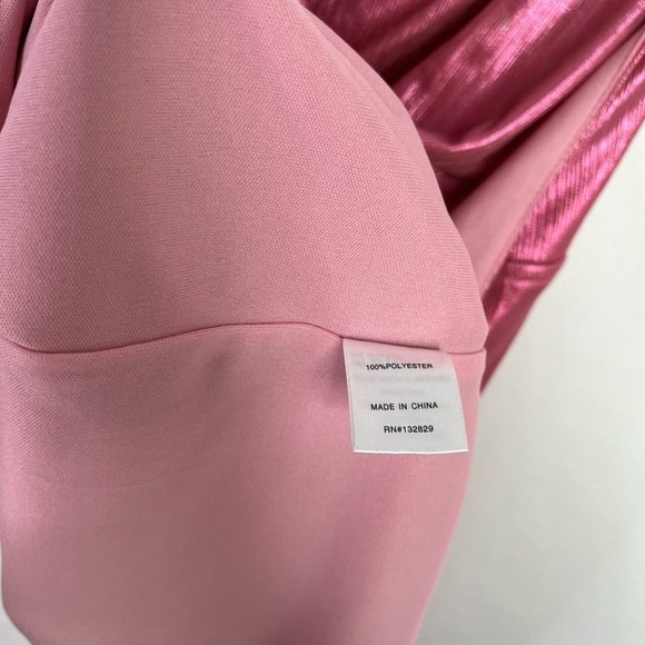 Revolve Superdown Pink Metallic Mini Missie Wrap Front Dress SZ Small - Picture 4 of 12